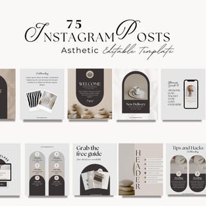 Aesthetic Instagram Templates, Coaching Instagram Posts, Beige Social Media Bundle for Coaches and Course Creators, Modern Canva Template