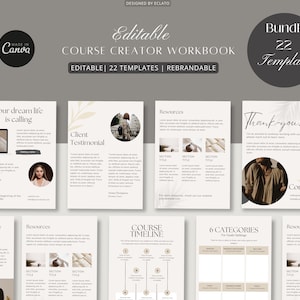 Course Creator Template, Canva Bundle Template, Boho Template, Coaching Template, Online Course Template, Course Creator Workbook Template.