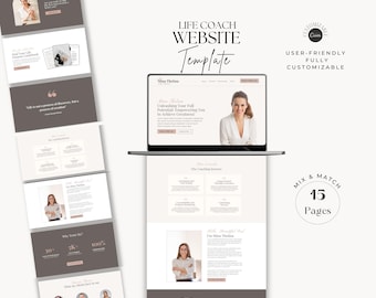 Canva Website Template for Coaches, Landing Page template, Life Coach Template,  Coaching Program Service, Canva Website Template, Boho