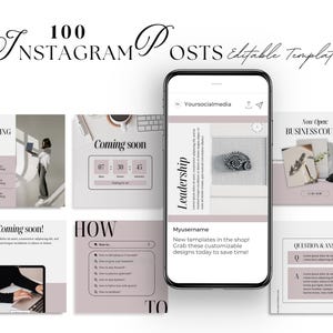 Aesthetic Instagram Templates, Coaching Instagram Posts, Beige Social Media Bundle for Coaches and Course Creators, Modern Canva Template