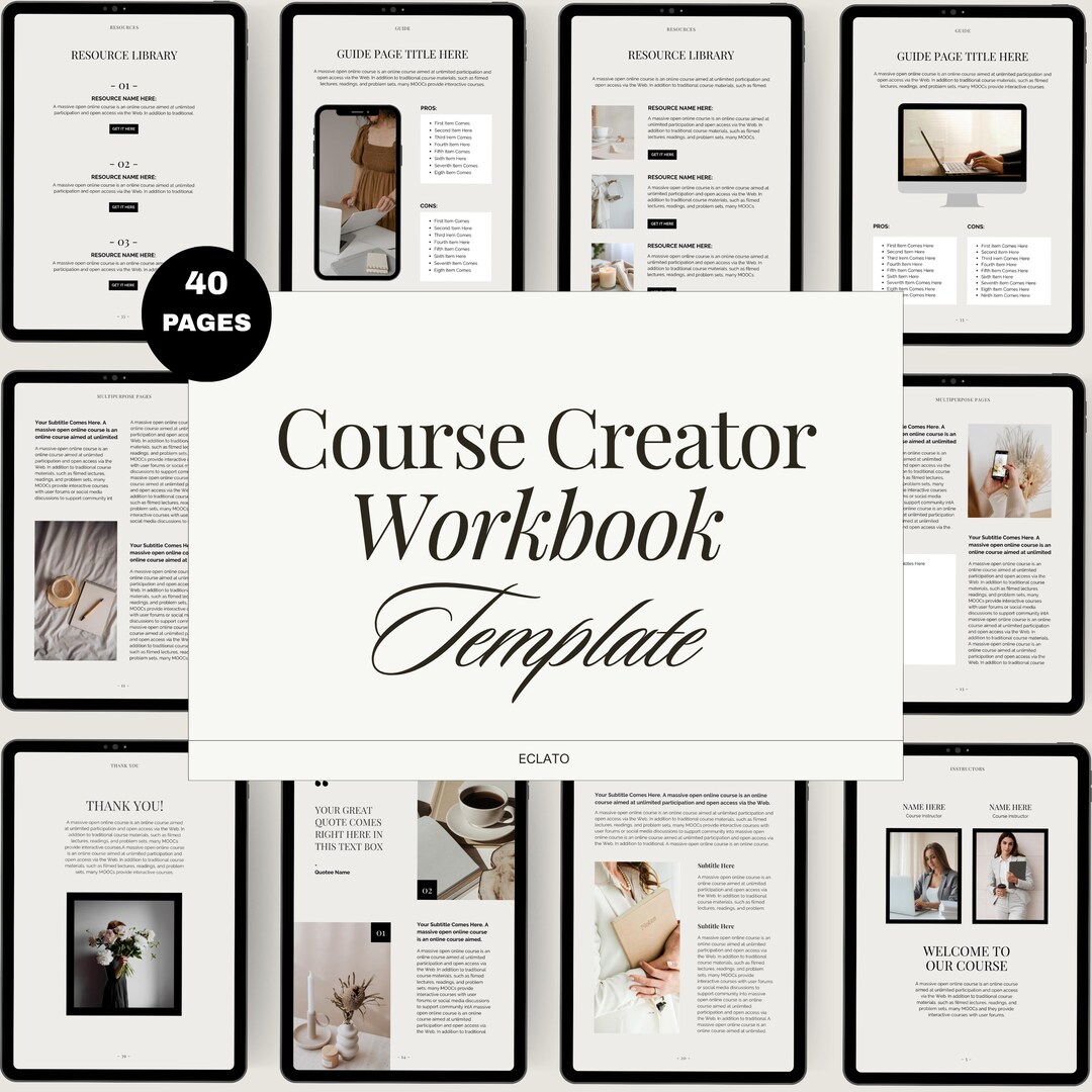 Course Creator Workbook Canva Template | Online Course Planner ...