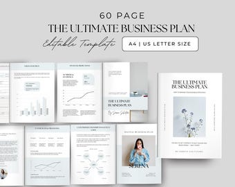 Editable Business Plan Template: 60-Page Workbook Business Plan Canva, editable template, Marketing Ebook