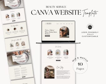 Beauty Service Canva Website Template, 10-Page Medspa Design (Digital Download)