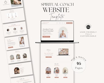 Modello di sito web per landing page Canva per coach e creatori / Marchio personale, coach online, sito web aziendale digitale Spritual Coach