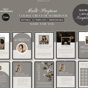 Course Creator Template Canva Bundle Template Neutral Template, Coaching Template, Online Course Template Course Creator Workbook Template.