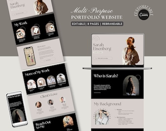 Plantilla de sitio web de portafolio Plantilla de Canva Sitio web Plantilla de Canva Plantilla de sitio web creativo Presentación de Canva Sitio web de portafolio editable