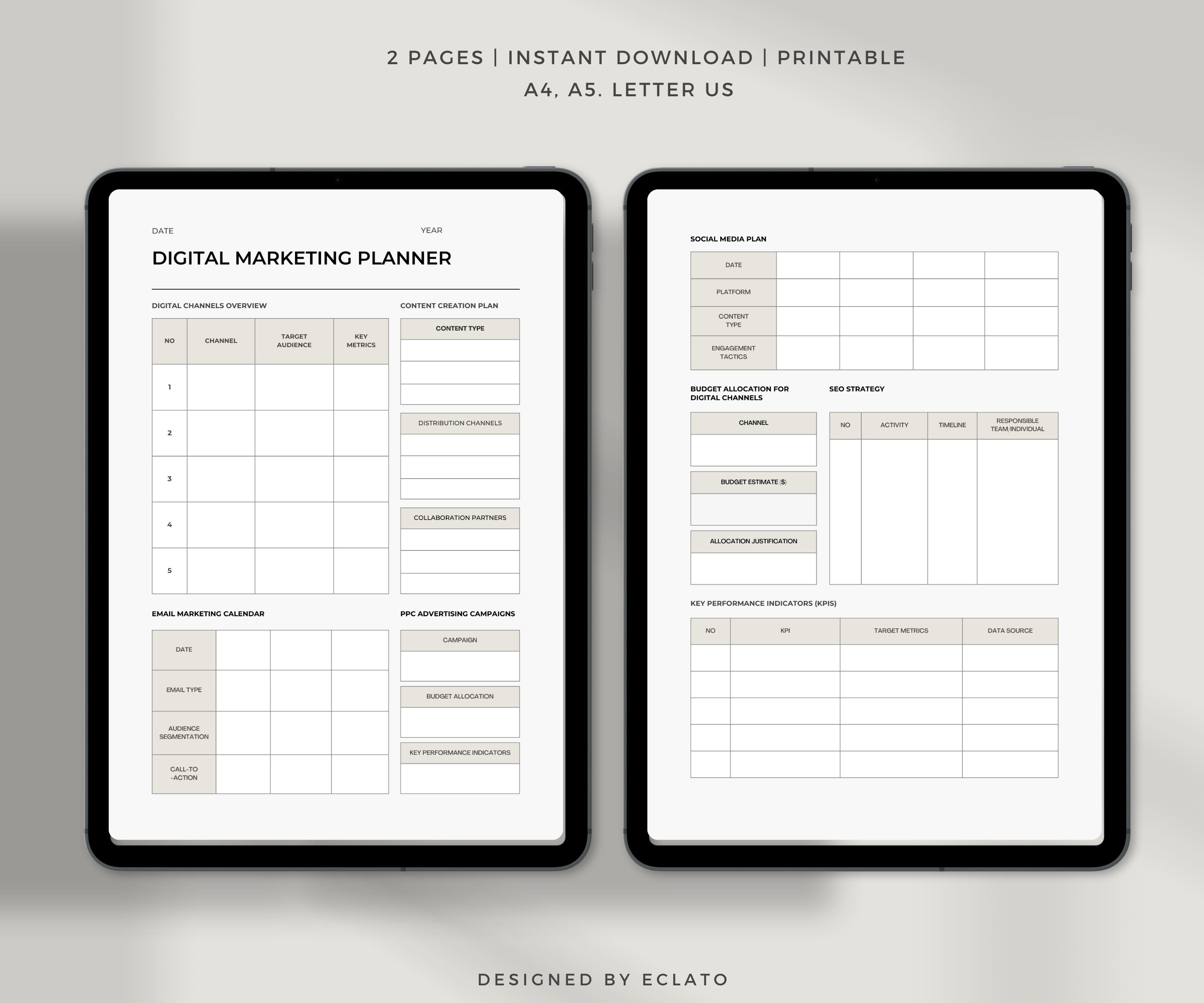 Digital Marketing Planner Template