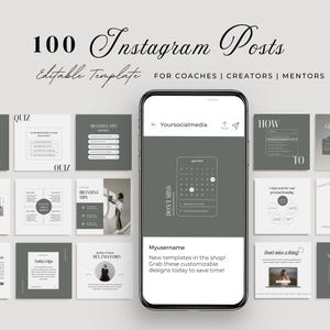 Aesthetic Instagram Templates, Coaching Instagram Posts, Beige Social Media Bundle for Coaches and Course Creators, Modern Canva Template