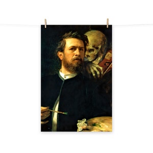 Self Portrait With Death Playing The Fiddle Painting By Arnold Bocklin Matte Poster