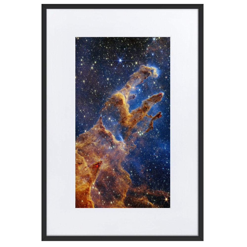 Säulen der Schöpfung des James Webb-Teleskops der NASA Poster mit Passepartout und Rahmen