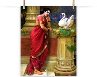 Poster Hamsa Damayanti de Raja Ravi Varma mat