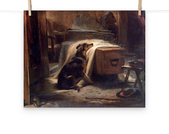 Poster opaco "Il capo dolente del vecchio pastore" di Edwin Landseer