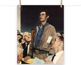 Matte poster van Norman Rockwell, vrijheid van meningsuiting