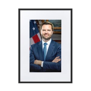 Vice President JD Vance Official Portrait 2025 Framed Poster with Mat