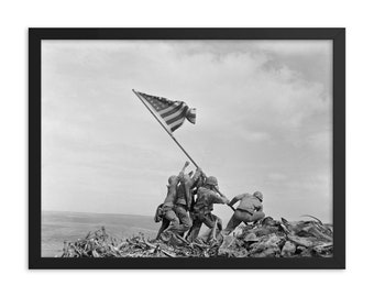 Raising the Flag on Iwo Jima Framed Poster