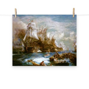 The Battle of Trafalgar by William Lionel Wyllie Matte Poster