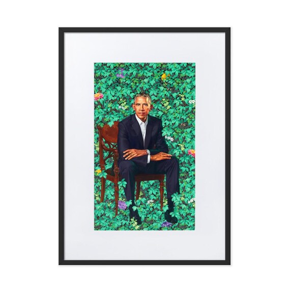 President Barack Obama by Kehinde Wiley Framed Poster With Mat - Etsy