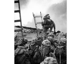Lt Lopez scaling the seawall at the Incheon Landing Matte Poster