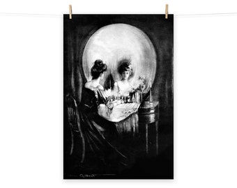 Charles Allan Gilbert All is Vanity Vanitas Skull Painting Counted