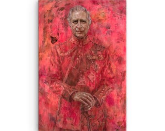 Retrato oficial del rey Carlos III (pintura roja) de Jonathan Yeo Canvas