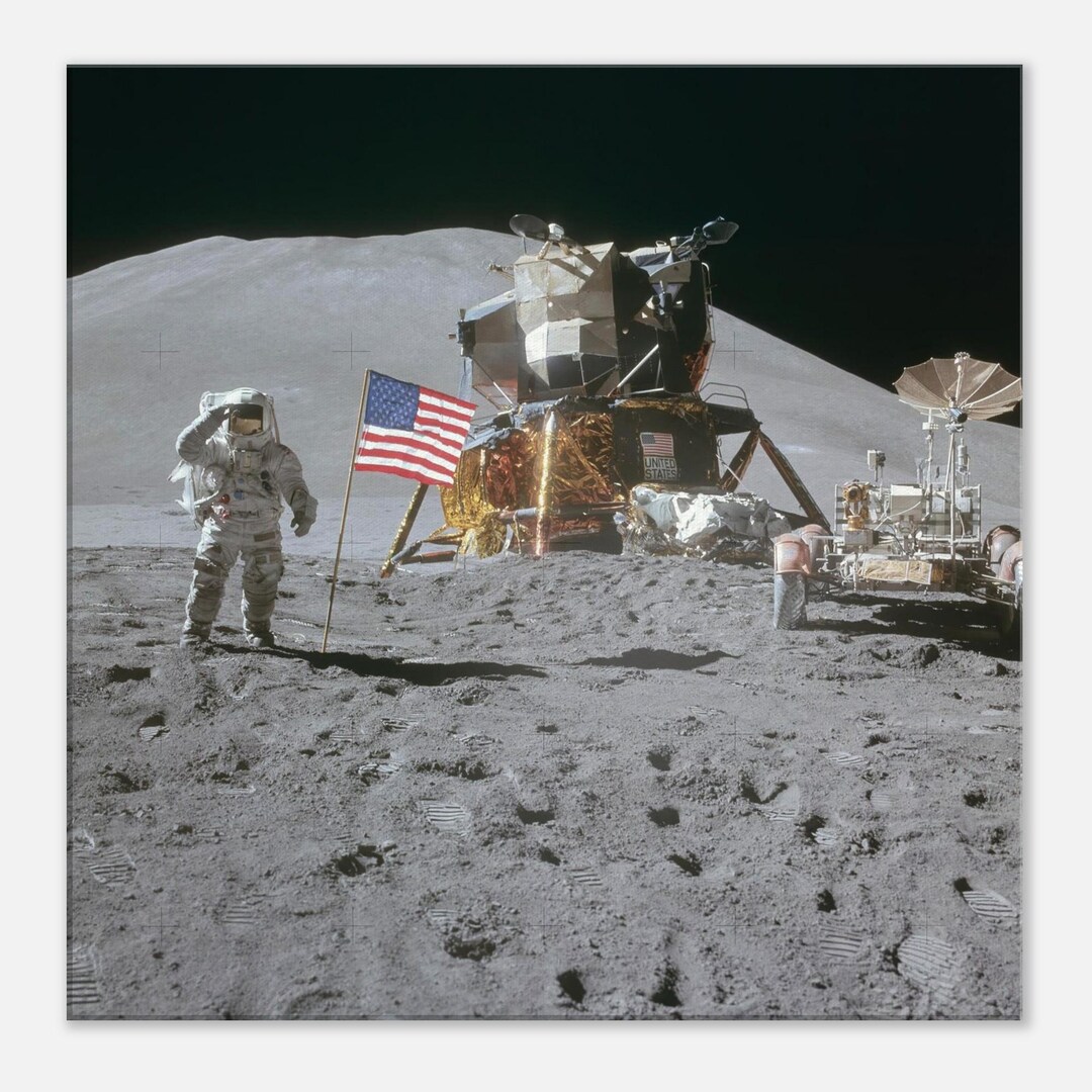 Moom Module Drawing Apollo 15 Lunar Module on the Moon Canvas - Etsy