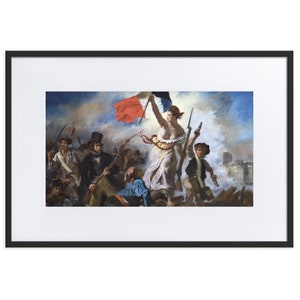 Liberty Leading the People by Eugène Delacroix Framed Poster with Mat