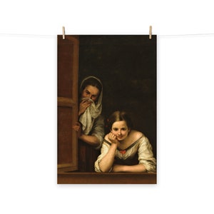 Two Women at a Window by Bartolome Esteban Murillo Matte Poster