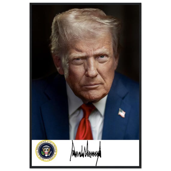 ドナルド・トランプ大統領の最新公式ポートレート（サイン入り）額入り