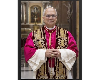 Póster enmarcado con el retrato oficial del Papa León XIV