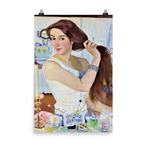 At the Dressing-Table Self Portrait by Zinaida Serebryakova Matte Poster