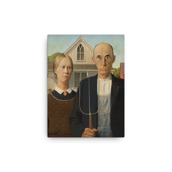 American Gothic by Grant Wood Canvas - Etsy