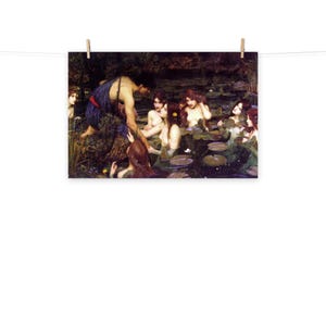 Poster opaco di Hylas e le ninfe di John William Waterhouse