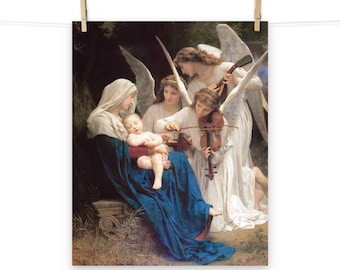 キャンバス プリントアート ブグロー キュピドン 絵画 インテリア ウィリアム アドルフ ブグロー、天使の歌、1881 年、アート プリント