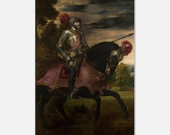 ティツィアーノ、シャルル5世の騎馬像、アートプリント、ヴィンテージ