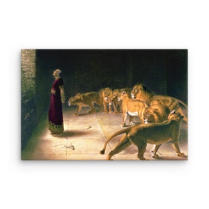 Lienzo de Daniel Respuesta al rey en el foso de los leones de Briton Riviere