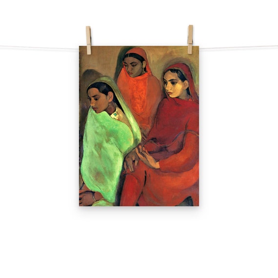 バリ絵画:tiga gadis(少女3人) Three Girls by Amrita Sher-gill Matte Poster - Etsy
