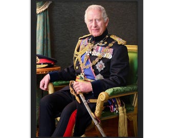 King Charles III Portrait Framed Poster