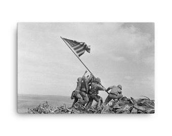 Raising the Flag on Iwo Jima Canvas Poster