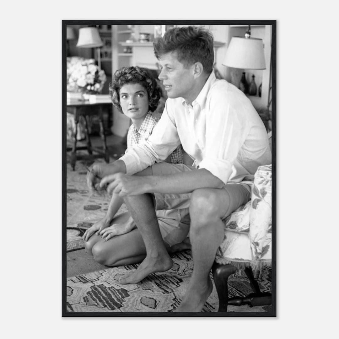 額装品/Jack and Jackie 1953/フォトグラフ/アート/ポスター John F Kennedy With Jackie Bouvier Framed Poster - Etsy