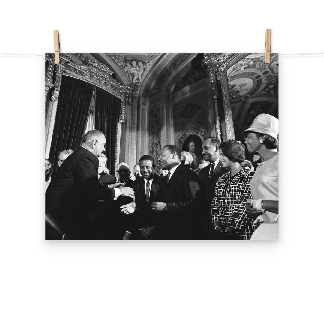 Signing of the Civil Rights Act of 1965 (LBJ With MLK and Rosa Parks ...