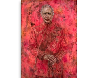 King Charles III Official Portrait (Red Painting) by Jonathan Yeo Matte Poster (CM)