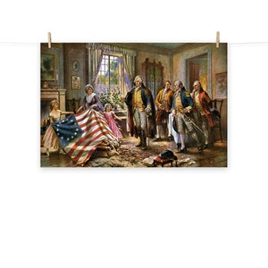 The Birth of Old Glory (Betsy Ross presenting the Flag to Washington) by Edward Percy Moran Matte Poster