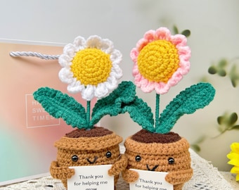 PDF NUR MUSTER Handgemachtes Häkelmuster Gänseblümchen, Eintopfmuster-Pflanzenmuster zur emotionalen Unterstützung, Vatertagsgeschenke-Danke, dass Sie mir geholfen haben zu wachsen