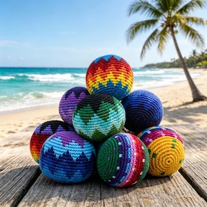 Crocheted Hacky Sack Footbag,Hand Knit Kick Balls,Juggling Ball,FidgetToy,Outdoor Play Toy For Kids,Summer Camp PartyFavor
