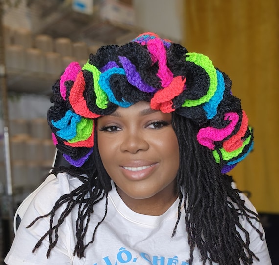 Color Block Crochet Bucket Hat With Ruffles - Etsy