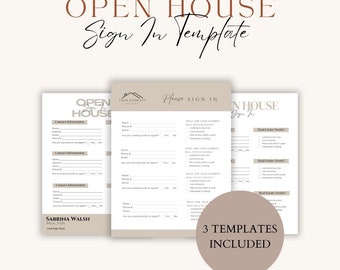 Open House Sign In Sheet, bearbeitbare Canva-Vorlage, Flyer für offene Häuser, Sofort-Download