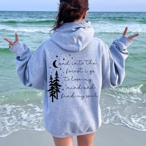 Nature Inspired Hoodie Hiking Gift Camping Wear Inspirational Clothing Adventure Outdoor Moon Star Design Cozy Fleece Gift Pink Hoodie Fleece Sweatshirt Nature Lover Gift Hiking Clothes Camping Wear Outdoor Apparel