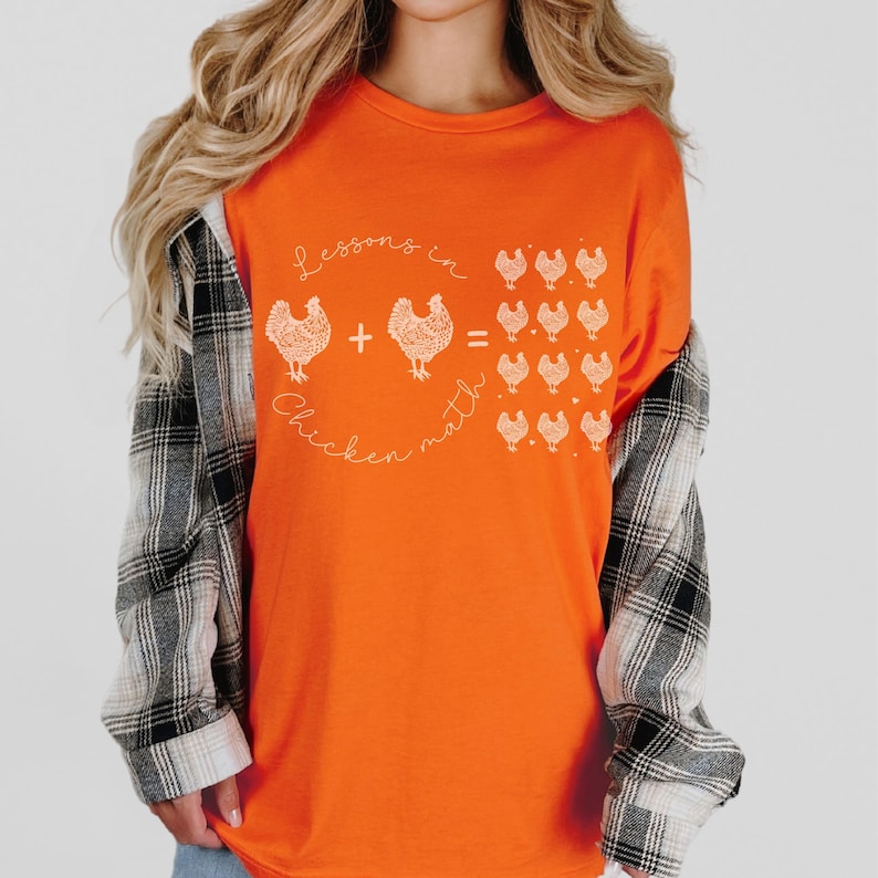 Funny chicken math t-shirt featuring a clever design for chicken moms and poultry lovers. Perfect gift for those who love roosters, peckers, and the humorous reality of raising chickens.