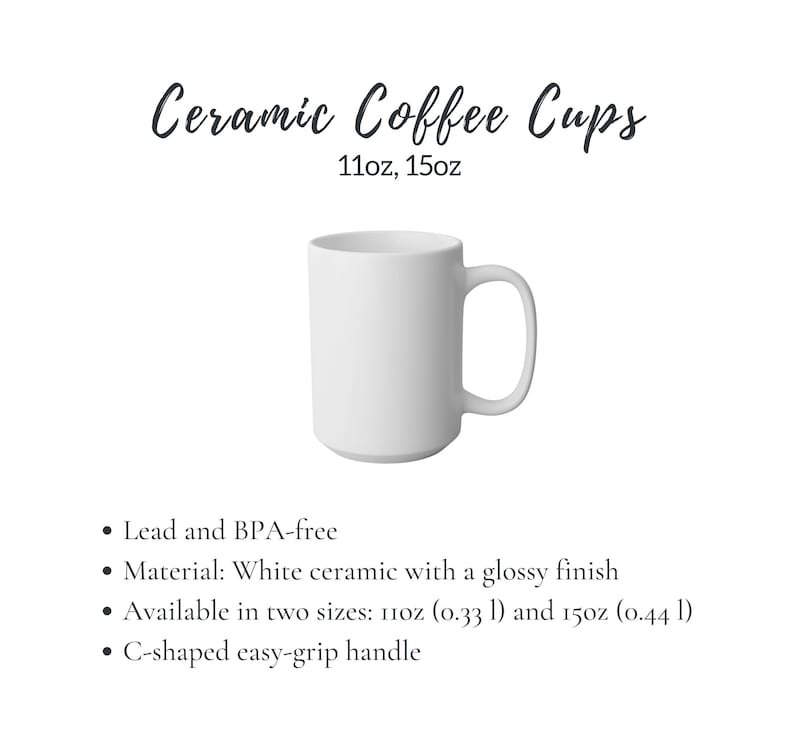 a white ceramic coffee cup with measurements