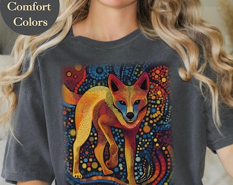 Gifts for Nature Lovers, Unique Boho Shirt, Tribal DesignTee, Australian Aboriginal Dot Art Top, Vibrant Indigenous Wildlife Tee Her or Him